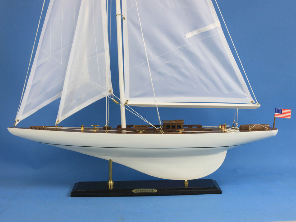 Wooden Intrepid Model Sailbaot Decoration 35"