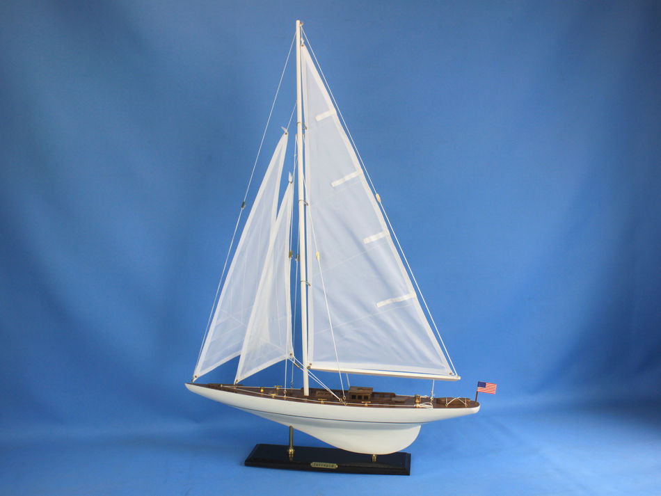 Wooden Intrepid Model Sailbaot Decoration 35"