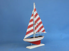 Load image into Gallery viewer, Wooden Red Striped Pacific Sailer Model Sailboat Decoration 17&quot;&quot;
