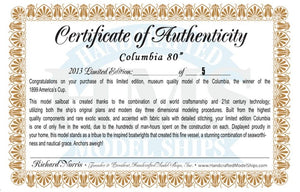 Wooden Columbia Model Sailboat Decoration 80"