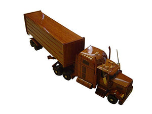 Semi with Trailer Mahogany Wood Desktop Truck Model