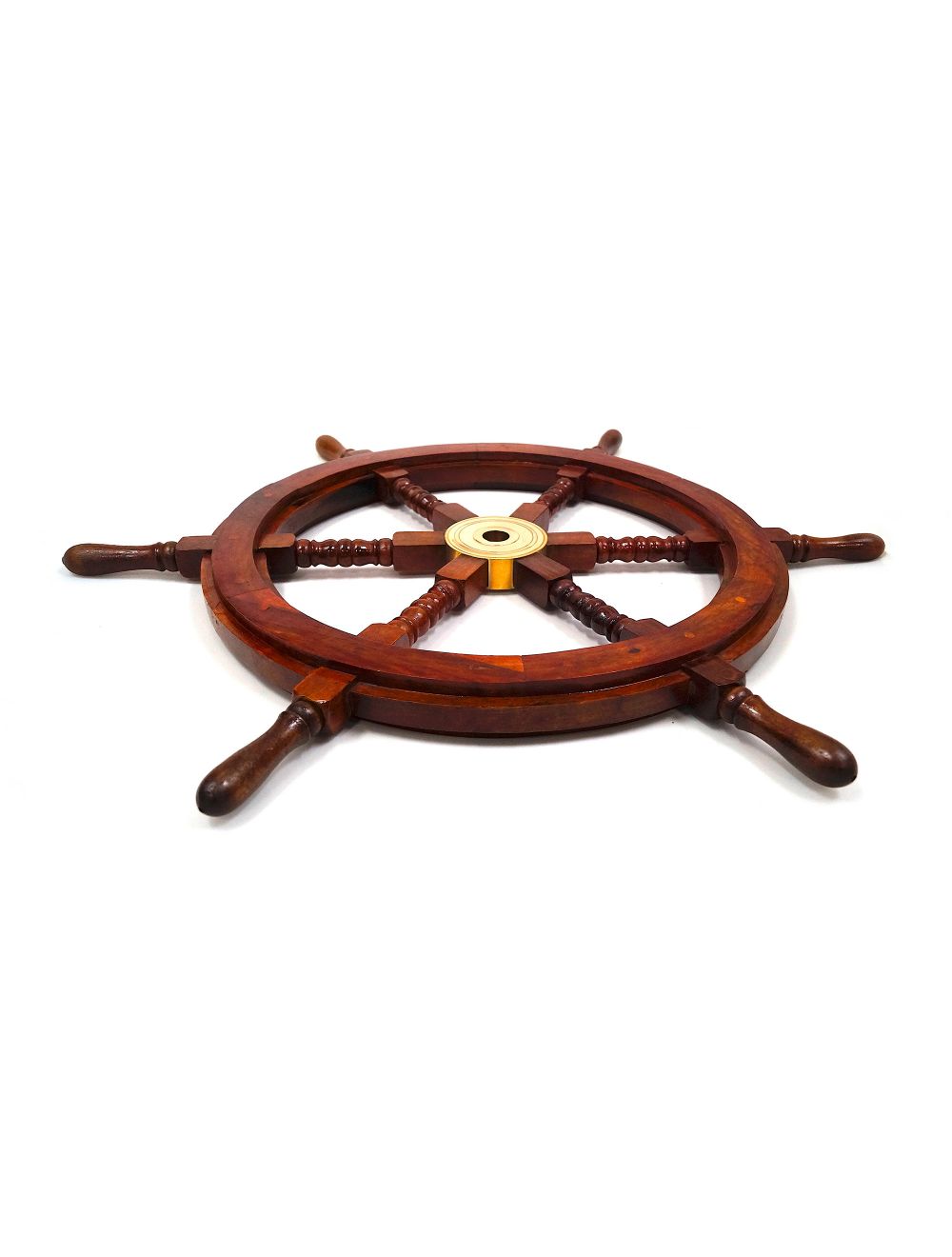 Wooden Ship Wheel, Brass Fitted 30"