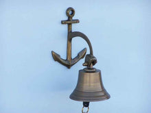 Load image into Gallery viewer, Antique Brass Hanging Anchor Bell 8&quot;