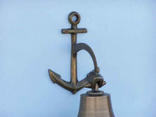 Load image into Gallery viewer, Antique Brass Hanging Anchor Bell 8&quot;