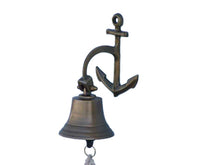 Load image into Gallery viewer, Antique Brass Hanging Anchor Bell 8&quot;