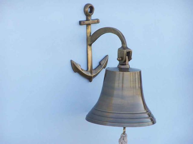 Antique Brass Hanging Anchor Bell 12"