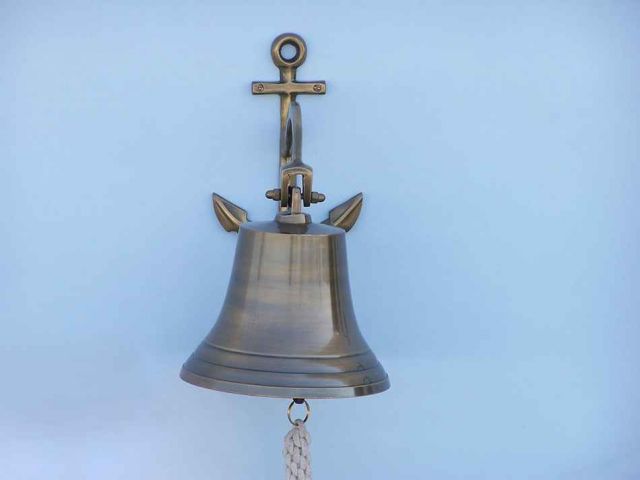 Antique Brass Hanging Anchor Bell 12"