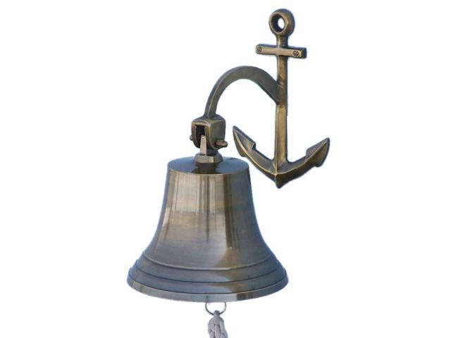 Antique Brass Hanging Anchor Bell 12"