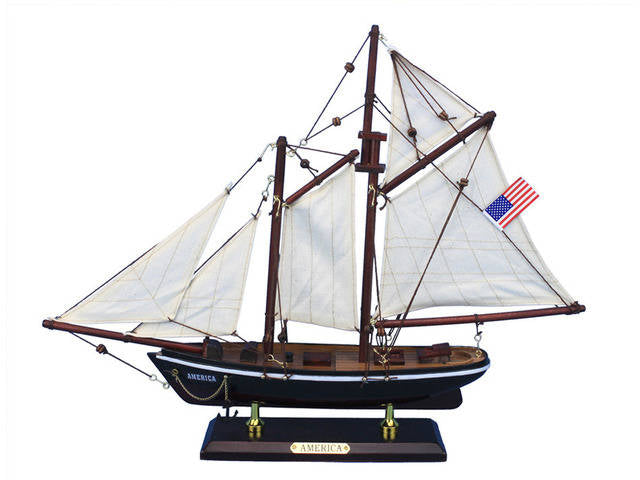 Wooden America Model Sailboat Decoration 16