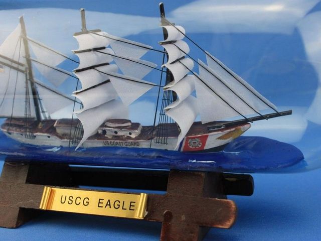 United States Coast Guard USCG Eagle Model Ship In A Glass Bottle 9"