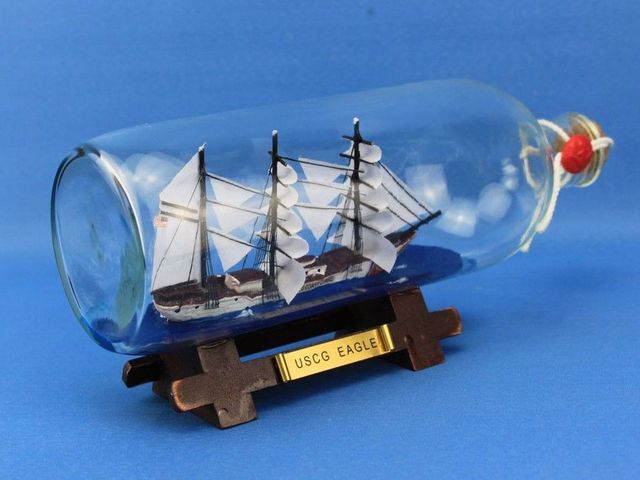 United States Coast Guard USCG Eagle Model Ship In A Glass Bottle 9"