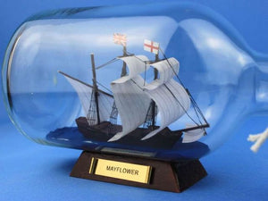 Mayflower Model Ship in a Glass Bottle  9""
