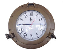 Load image into Gallery viewer, Antique Brass Decorative Ship Porthole Clock 12&quot;