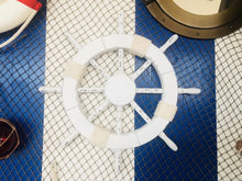 Load image into Gallery viewer, Rustic White Decorative Ship Wheel 18