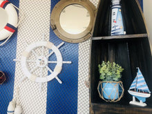 Load image into Gallery viewer, Rustic White Decorative Ship Wheel with Seagull and Lifering 18