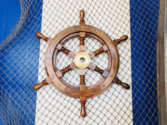 Deluxe Class Wood and Brass Decorative Ship Wheel 15