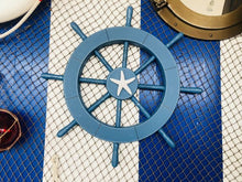Load image into Gallery viewer, Rustic All Light Blue Decorative Ship Wheel With Starfish 18&quot;&quot;