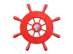 Red Decorative Ship Wheel 9""