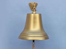 Load image into Gallery viewer, Antique Brass Hanging Ship&#39;s Bell 18&quot;