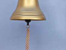 Load image into Gallery viewer, Antique Brass Hanging Ship&#39;s Bell 18&quot;
