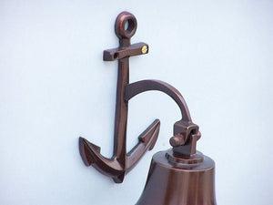 Antique Copper Hanging Anchor Bell 8""