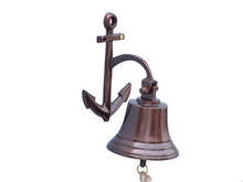 Load image into Gallery viewer, Antique Copper Hanging Anchor Bell 8&quot;&quot;
