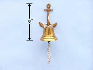 Brass Plated Hanging Anchor Bell 8"