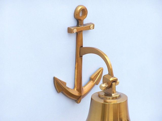 Brass Plated Hanging Anchor Bell 8"