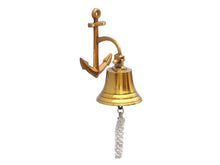 Load image into Gallery viewer, Brass Plated Hanging Anchor Bell 8&quot;