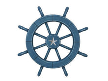 Load image into Gallery viewer, Rustic All Light Blue Decorative Ship Wheel With Starfish 18&quot;&quot;