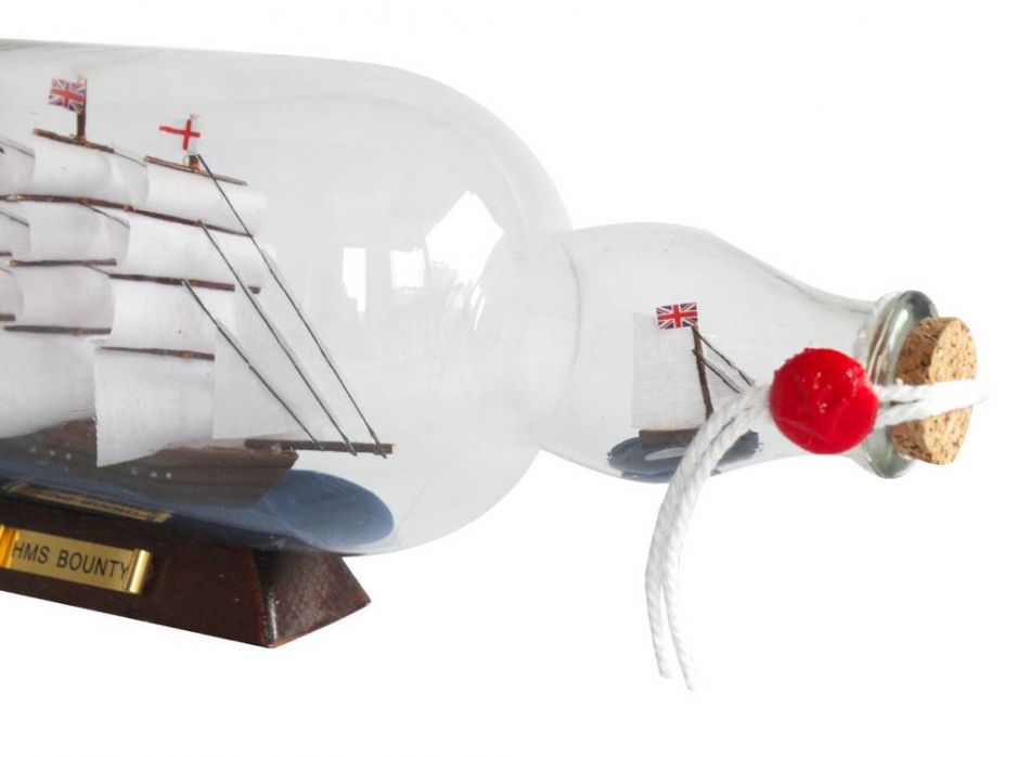 HMS Bounty Model Ship in a Glass Bottle 11"