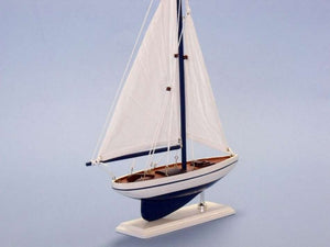 Wooden Blue Pacific Sailer Model Sailboat Decoration 17""