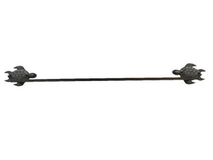Cast Iron Sea Turtle Bathroom Set of 3 - Large Bath Towel Holder and Towel Ring and Toilet Paper Holder