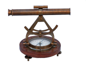 Antique Brass Alidade Compass 14""