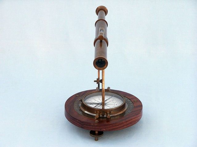 Antique Brass Alidade Compass 14""