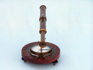 Antique Brass Alidade Compass 14""