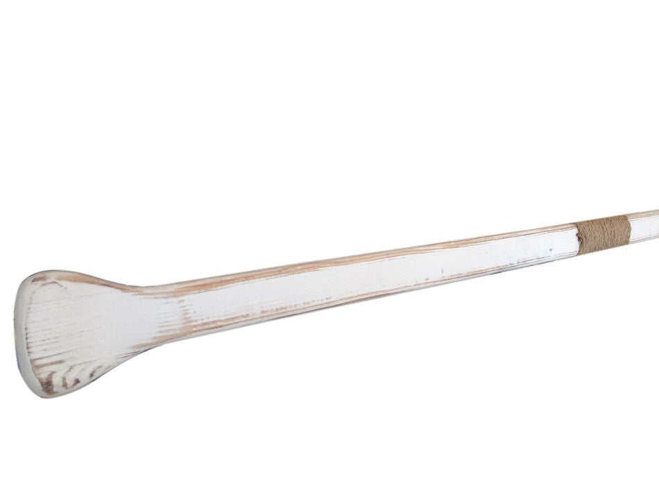 Wooden Rustic Whitewashed Marblehead Squared Decorative Rowing Boat Oar 62"" with Hooks