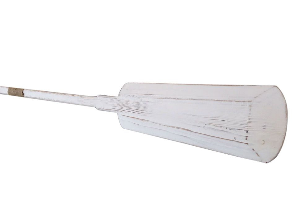 Wooden Rustic Whitewashed Marblehead Squared Decorative Rowing Boat Oar 62"" with Hooks