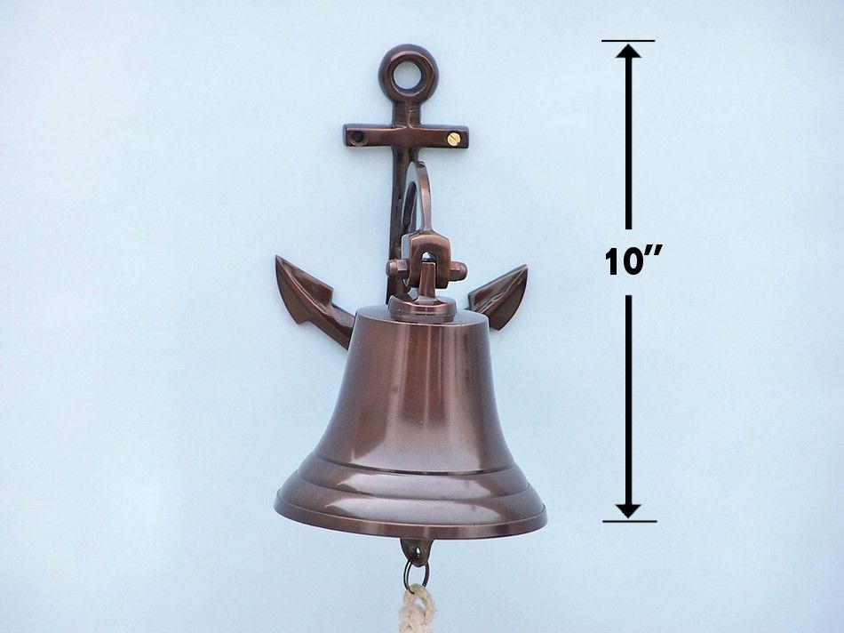 Antique Copper Hanging Anchor Bell 10"