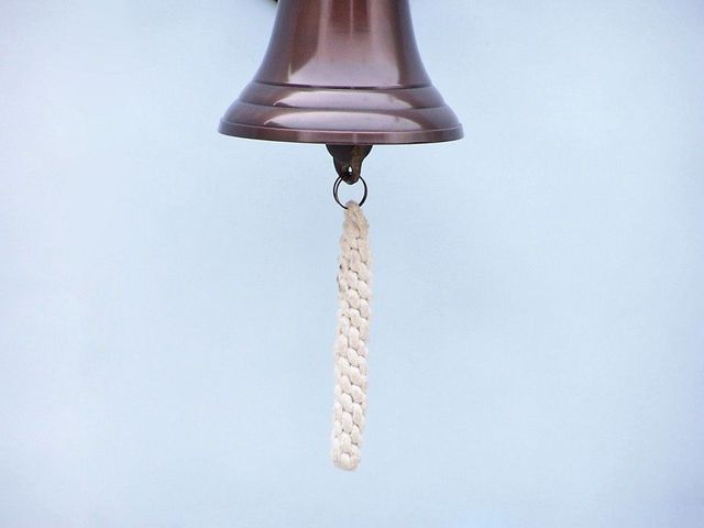 Antique Copper Hanging Ship Wheel Bell 8"