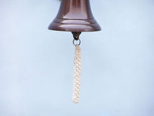 Load image into Gallery viewer, Antique Copper Hanging Ship Wheel Bell 8&quot;