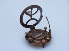 Load image into Gallery viewer, Antique Copper Round Sundial Compass with Rosewood Box 6&quot;