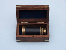 Load image into Gallery viewer, Deluxe Class Scout&#39;s Antique Brass Leather Spyglass Telescope 7&quot;&quot; with Rosewood Box
