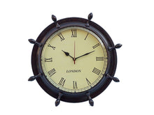 Load image into Gallery viewer, Antique Copper Ship Wheel Clock 15&quot;