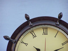 Load image into Gallery viewer, Antique Copper Ship Wheel Clock 15&quot;