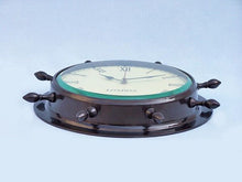 Load image into Gallery viewer, Antique Copper Ship Wheel Clock 15&quot;