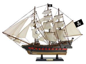 Wooden Captain Kidd's Black Falcon White Sails Limited Model Pirate Ship 26"