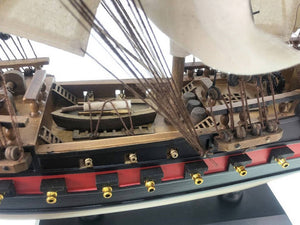 Wooden Captain Kidd's Black Falcon White Sails Limited Model Pirate Ship 26"