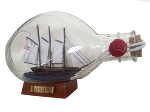 Atlantic Sailboat in a Glass Bottle 7"