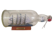 Load image into Gallery viewer, Blue Flying Cloud Ship in a Glass Bottle 11&quot;